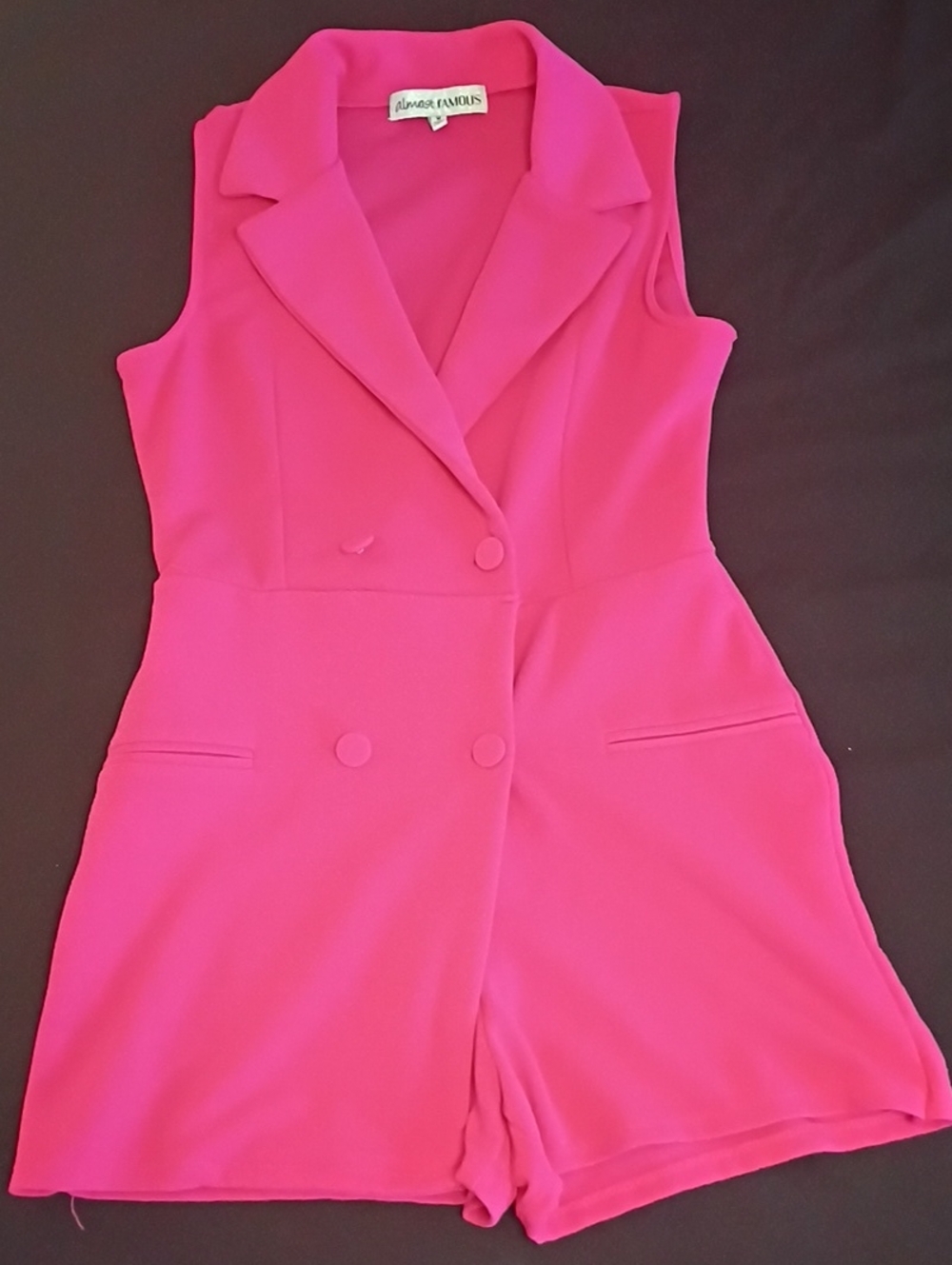 Almost Famous Bright Pink Sleeveless Blazer Romper